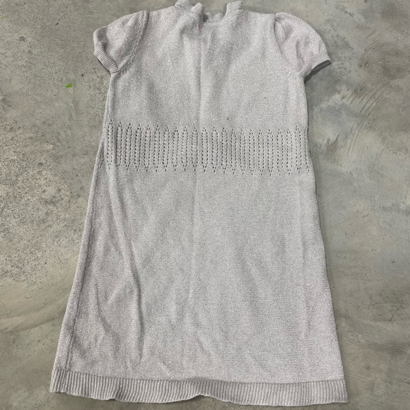 Lilly Pulitzer Short Sleeve Sweater Dress Gray Girls size 4 Silver Gray shimmer - Picture 4 of 5